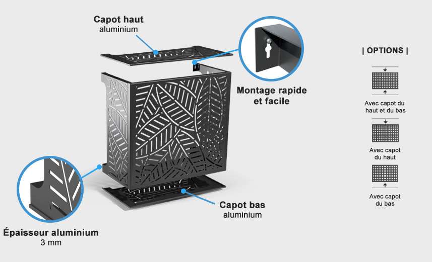 Descriptif de cache clim en aluminium Descriptif de cache clim en détail
