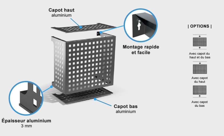 Descriptif de cache clim en aluminium Descriptif de cache clim en détail