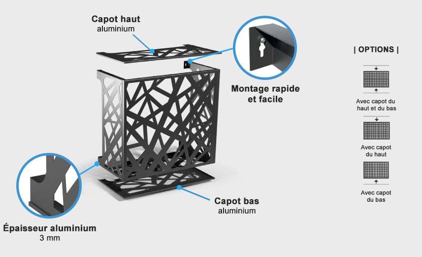Descriptif de cache clim en aluminium Descriptif de cache clim en détail
