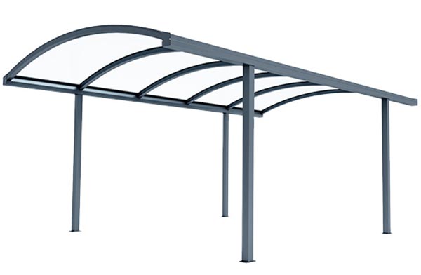 Carport autoportée en aluminium et toiture polycarbonate