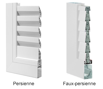 Coupes volet battant aluminium persienne et faux persienne