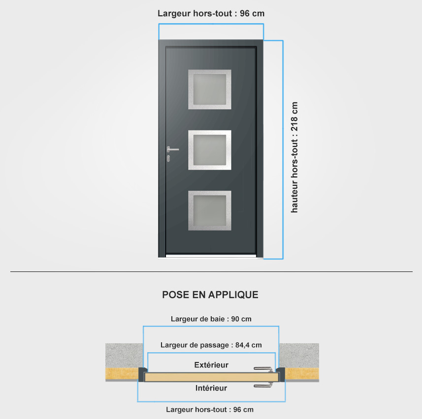 Tapée d'isolation Pour porte d'entrée H.215 x l.90 cm aluminium Essentiel