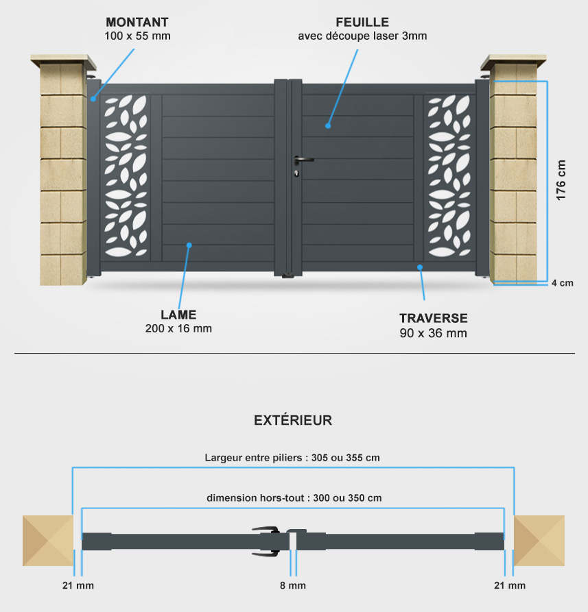 Détails portail battant Lotus Descriptif détaillé portail battant Lotus