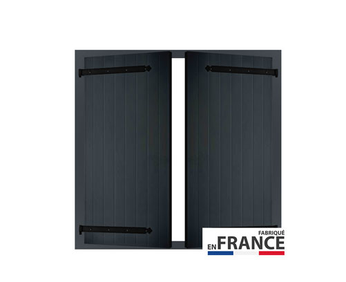 Volet battant aluminium 2 vantaux à barres avec précadre