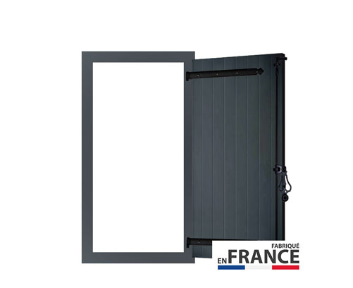 Volet battant aluminium 1 vantail à barres avec précadre