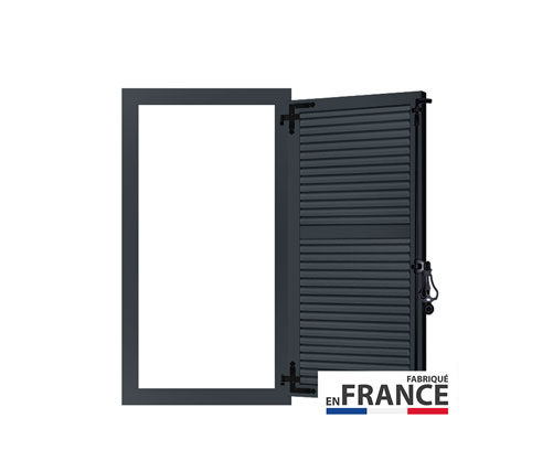 Volet aluminium battant 1 vantail persienné avec précadre