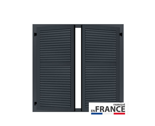 Volet battant aluminium 2 vantaux persiennés avec précadre