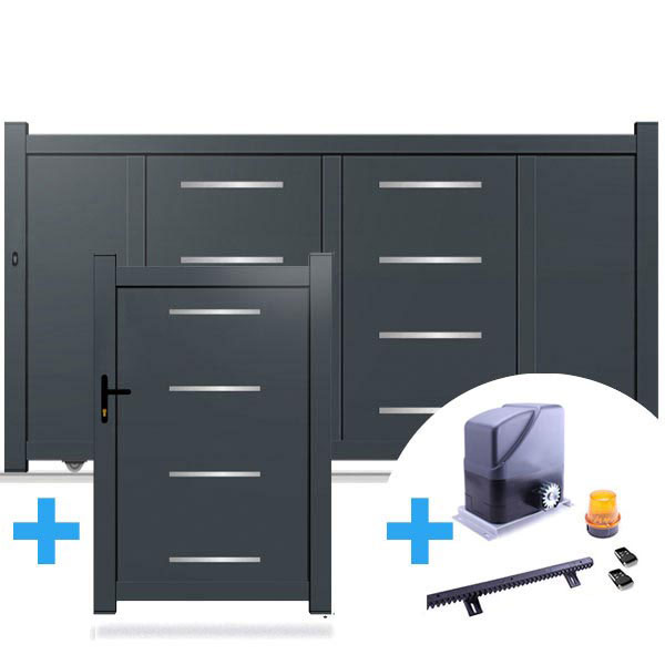 Pack portail Olympe + portillon + moteur SLIDE 800