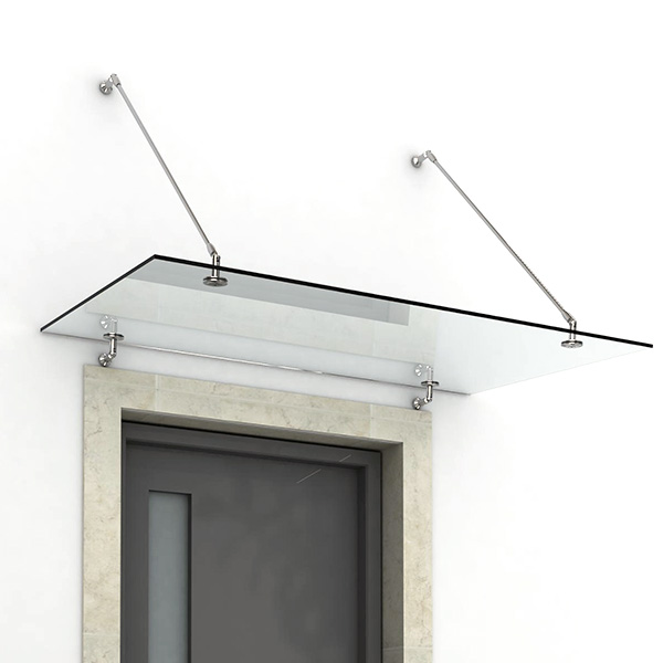 Marquise et auvent de porte en inox, aluminium et verre - INOXKIT®