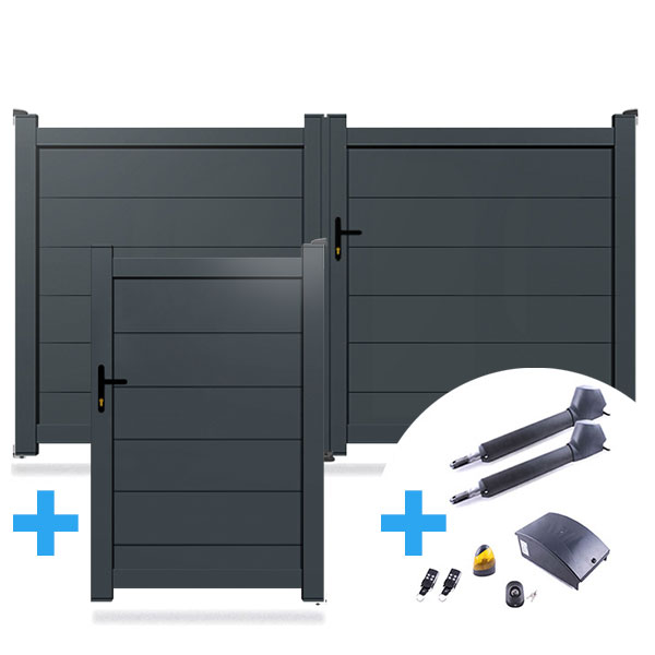 Pack portail battant Vésuve + portillon + automatisme SW 7000 T