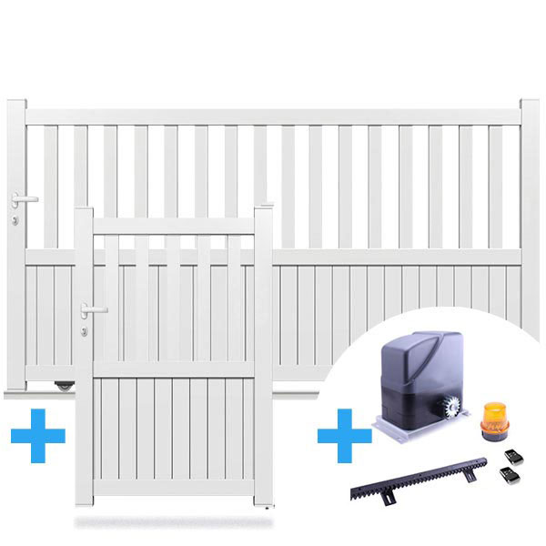 Pack portail CL08 + portillon + automatisme SLIDE 800