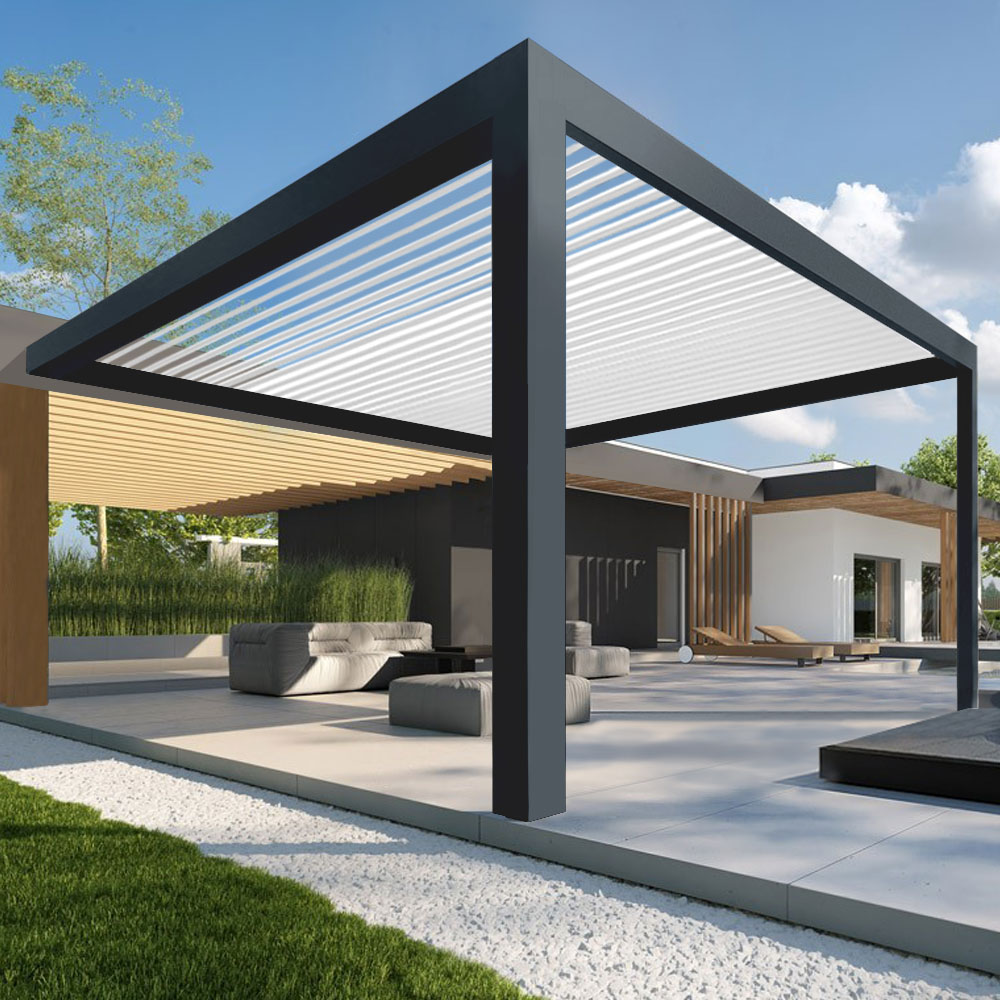 Pergola aluminium bioclimatique adossée sur mesure