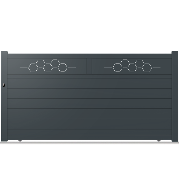 Portail aluminium coulissant semi-modern Abeïa-H