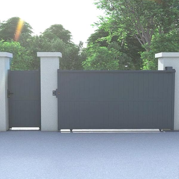 Portail coulissant aluminium CL07 avec portillon CL03