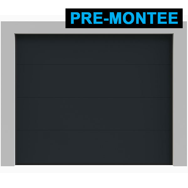 Porte de garage sectionnelle prémontée lisse grise
