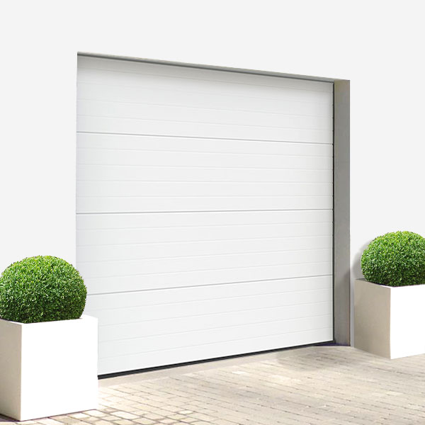 Porte de Garage Sectionnelle Double Paroi Rainurée 42/20 mm, Blanc 9016, H.  2 m x l. 2,37 m - Chrétien Matériaux