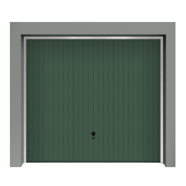 Porte de garage basculante isolée à rainures verticales verte destockage