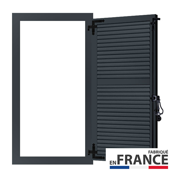 Volet battant aluminium 1 vantail persienné avec précadre