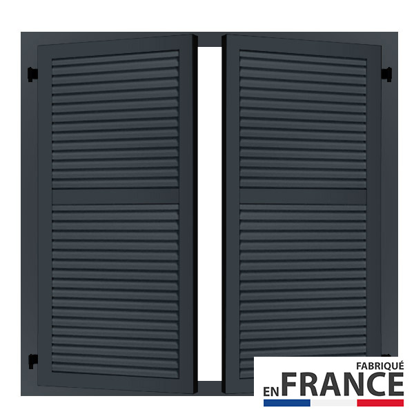 Volet battant aluminium 2 vantaux persiennés avec précadre