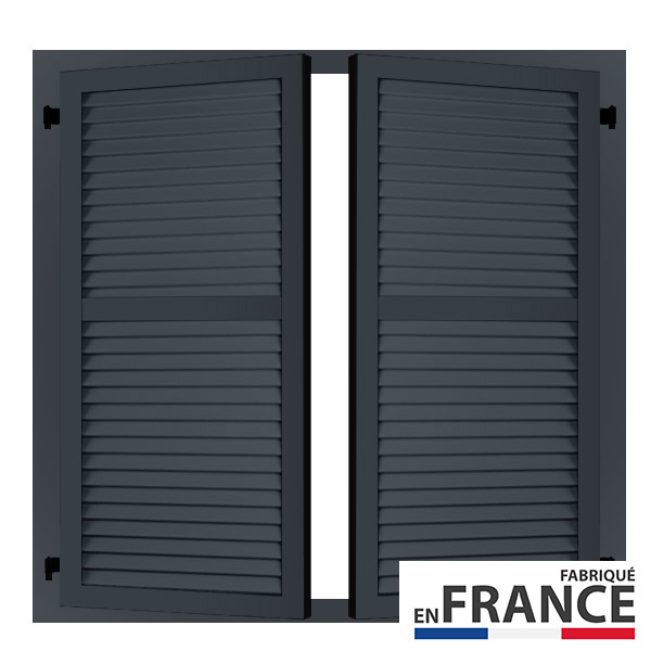 Volet battant aluminium 2 vantaux faux persiennés avec précadre