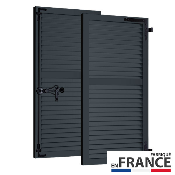 Volet battant aluminium 2 vantaux faux persiennés