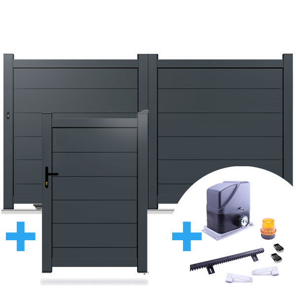 Pack portail Vésuve + portillon + moteur SLIDE 500
