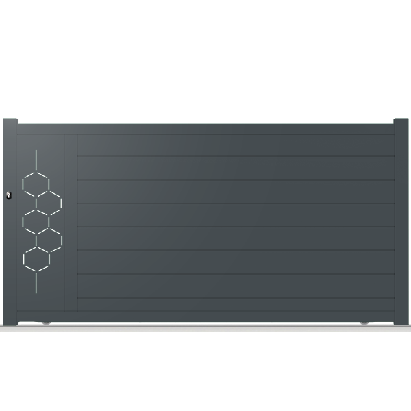 Portail aluminium coulissant semi-modern Abeïa-V