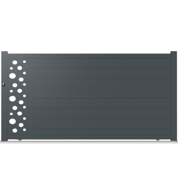 Portail aluminium coulissant semi-modern Bulles-V