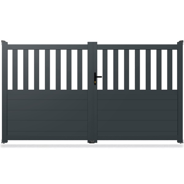 Portail aluminium battant droit semi-ajouré Valence