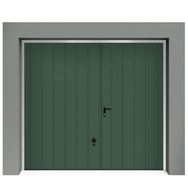 Porte de garage basculante avec portillon rainures larges verticales Destockage