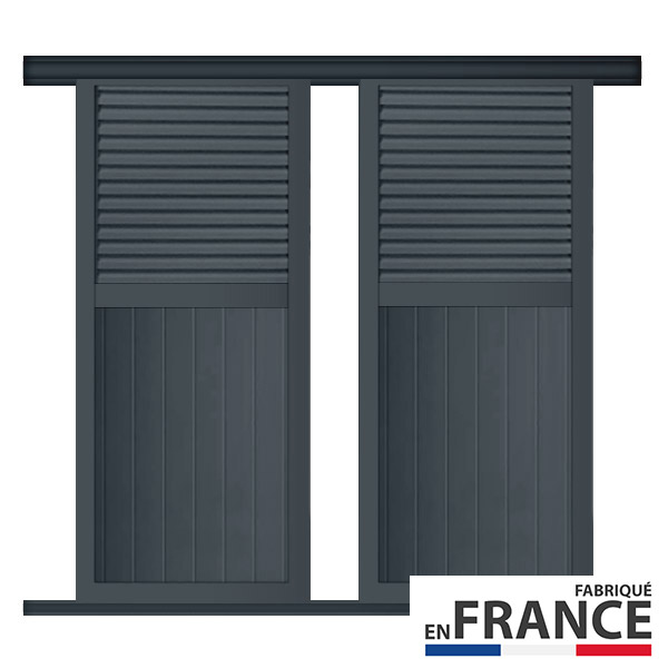 Volet coulissant aluminium 2 vantaux mixtes persiennés